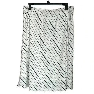 Banana Republic Satin Off White/Navy Midi Skirt sz XL